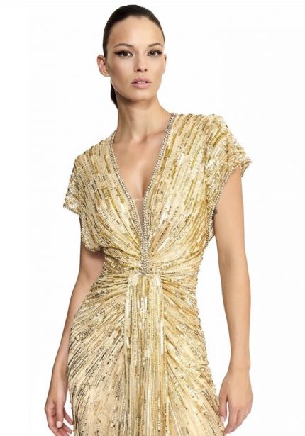 Sequinned Draped Gown