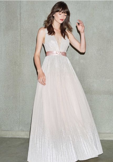 Rose Pink Pleated Ombré Gown