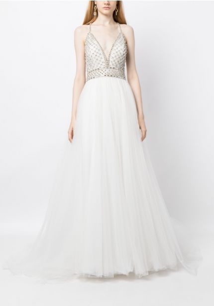 Embellished Glitter Tulle Wedding Dress