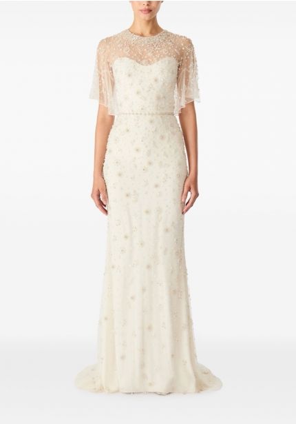 Embellished Floral Wedding Dress