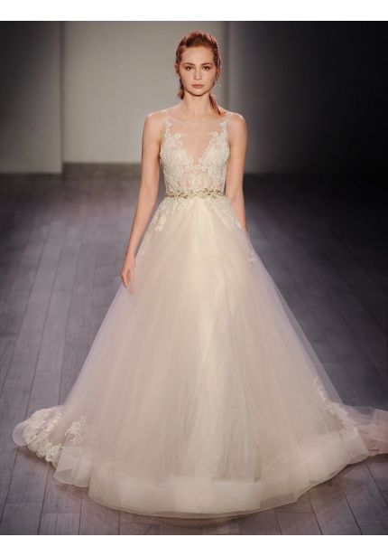 Illusion Neckline Princess Ball Gown in Tulle