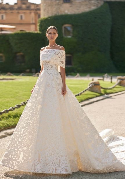 Embroidered Strapless Ball Gown