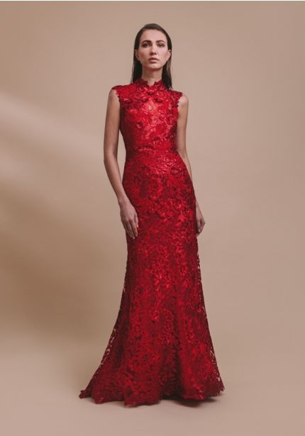 Embroidered Red Cheongsam