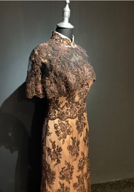 Embroidered Brown Cheongsam