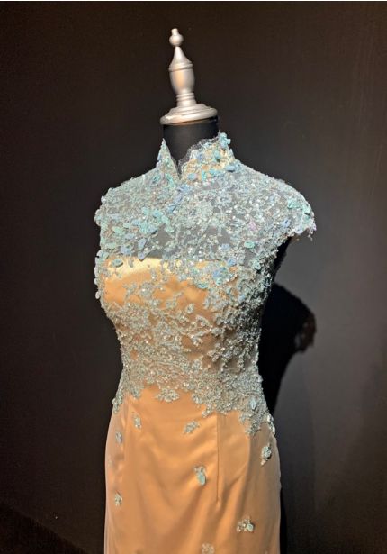 Beaded Blue/Gold Cheongsam