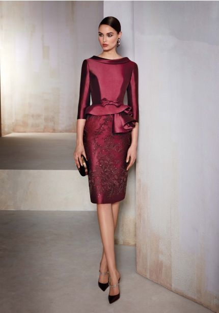 Embroidered Satin Short Dress