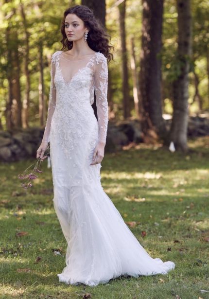 Embellished Long Sleeves Wedding Dress