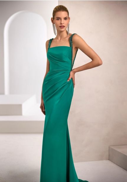 Pleated Satin Gown