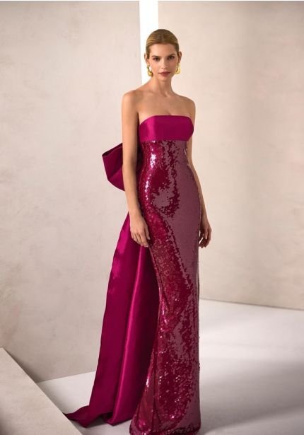 Bow-Detail Sequinned Gown