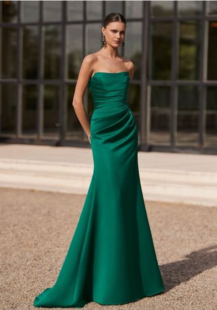 Draped Satin Evening Gown