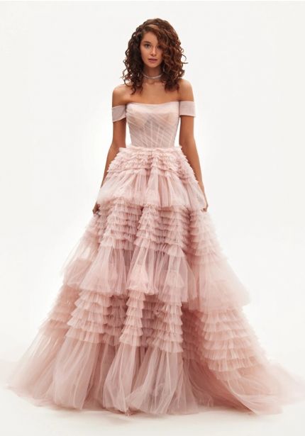 Draped Ruffle Gown