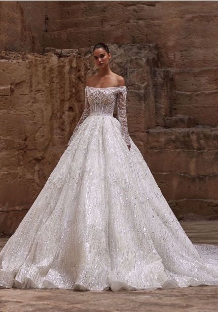 Embellished Long Sleeve Wedding Dress