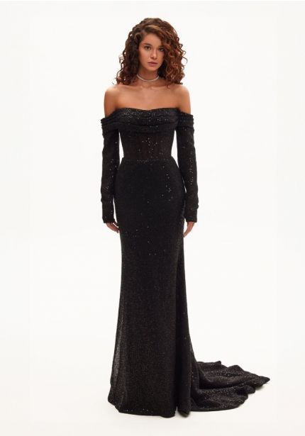 Black Sequin Gown