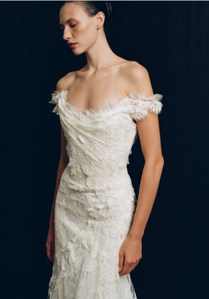 Draped Off-Shoulder Wedding Dress