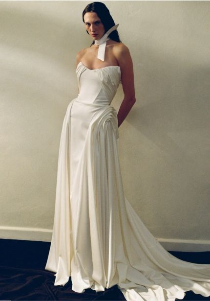 Draped Satin Wedding Dress