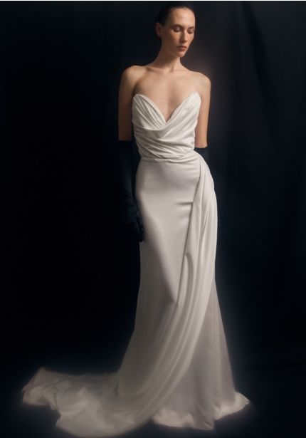 Draped Satin Wedding Dress