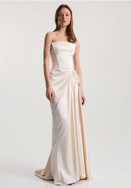 Draped Satin Wedding Dress