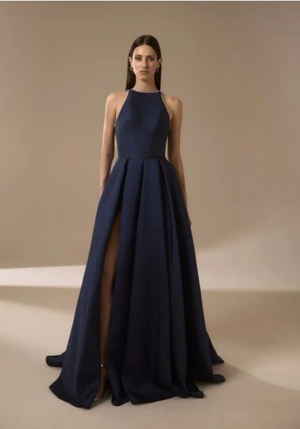 Beaded Crepe Evening Dress