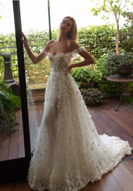 3D Floral Corset Wedding Dress