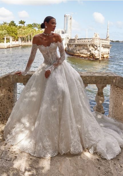 Embroidered Long Sleeve Wedding Dress