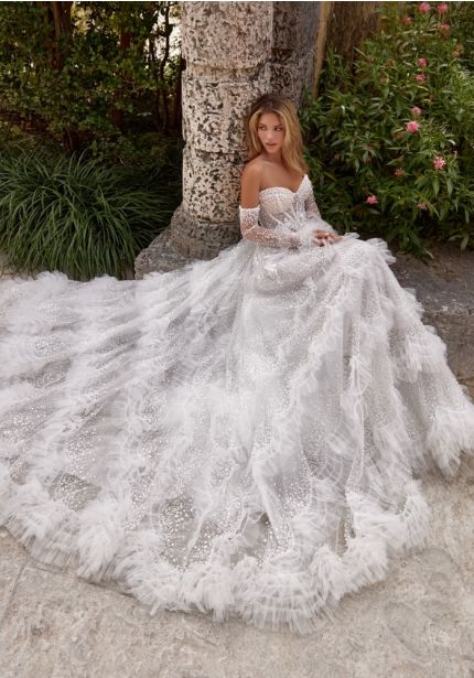 Embellished Ruffle Wedding Dress