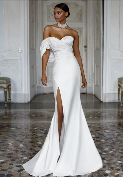 Draped Satin Wedding Dress