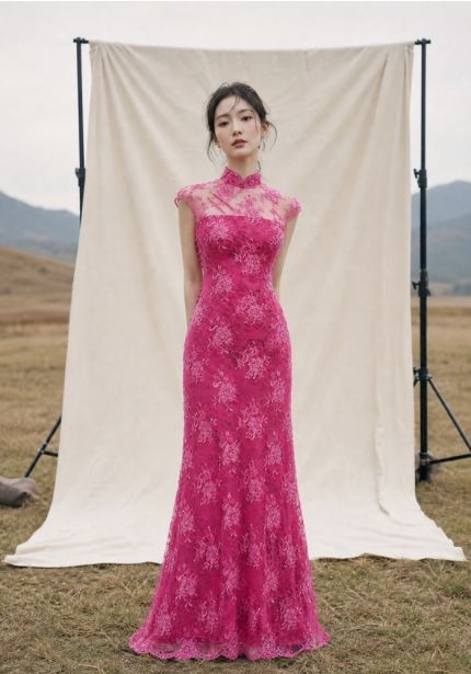 Embroidered Pink Cheongsam