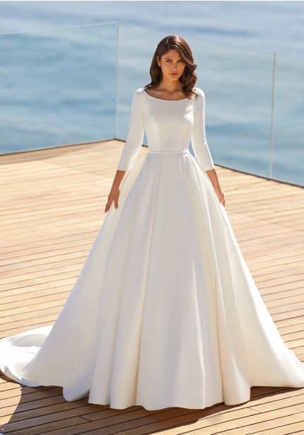Mikado Ball Gown With Sleeves