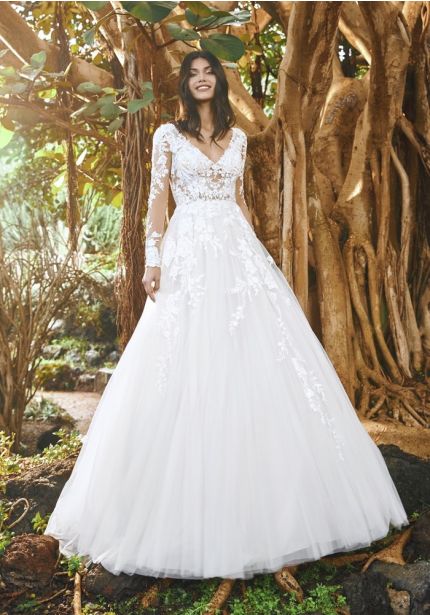 Illusion Sleeves Lace Wedding Dress