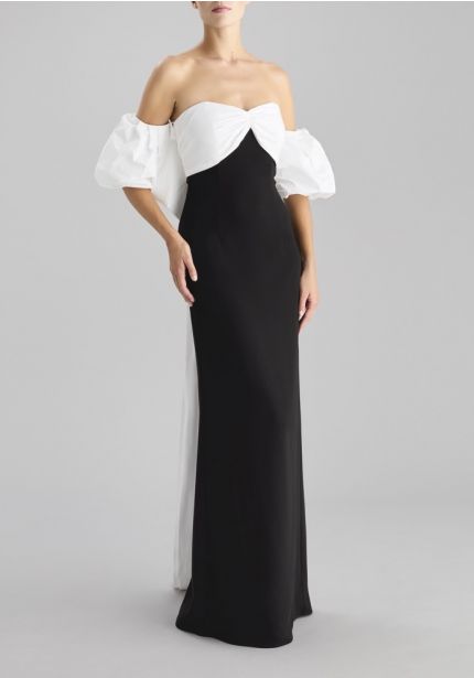 Two-Tone Crepe Evening Gown