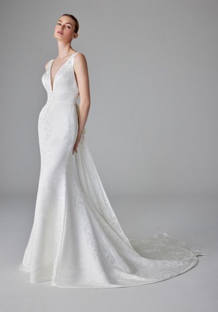 Backless Jacquard Wedding Dress