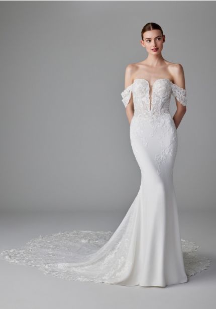 Embroidered Crepe Wedding Dress