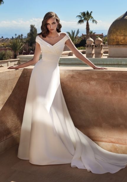 Draped Crepe Wedding Dress