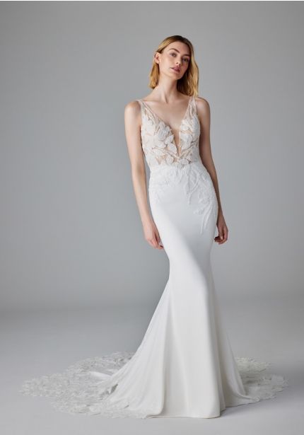 Beaded Crepe Wedding Dress