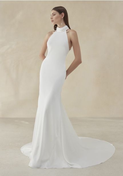 Backless Satin Wedding Dress