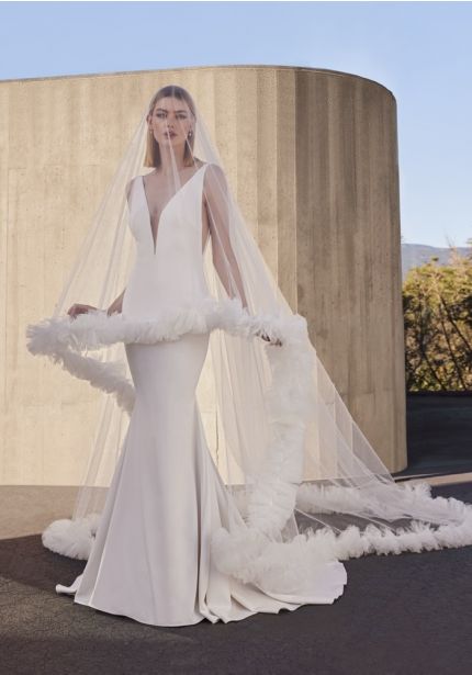 Backless Crepe Wedding Dress