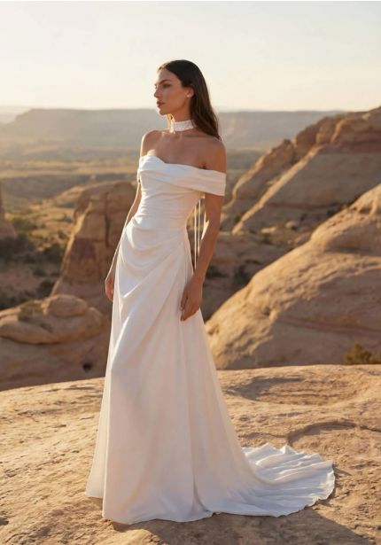 Draped Satin Wedding Dress