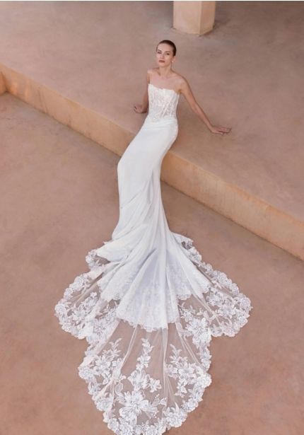 Embroidered Crepe Wedding Dress