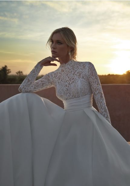Embroidered Satin Wedding Dress