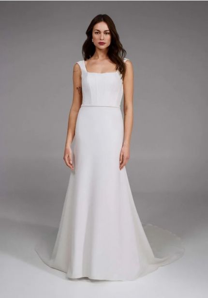 Square Neck Crepe Dress