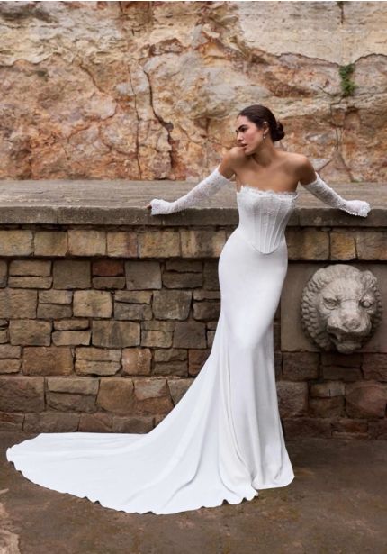Embroidered Crepe Wedding Dress
