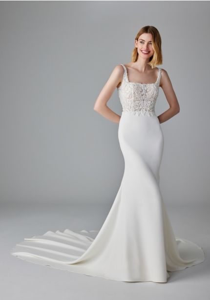 Embroidered Crepe Wedding Dress