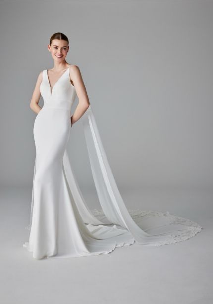Backless Crepe Wedding Dress
