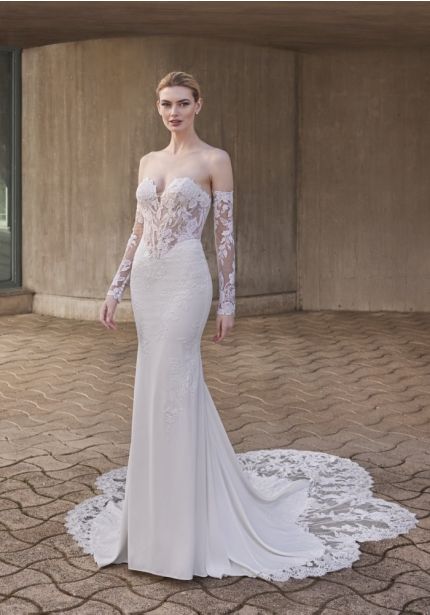 Embroidered Crepe Wedding Dress