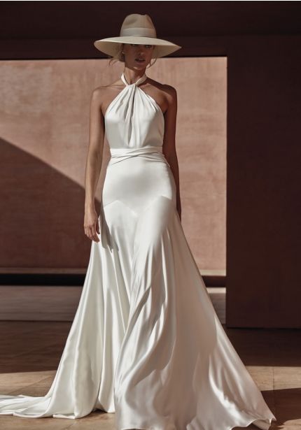 Draped Satin Wedding Dress