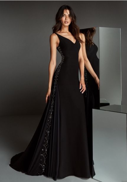 Beaded Mermaid Crepe Gown