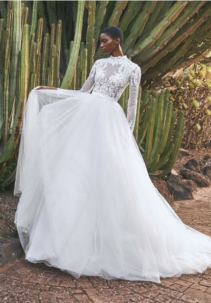 Embroidered Long Sleeve Wedding Dress