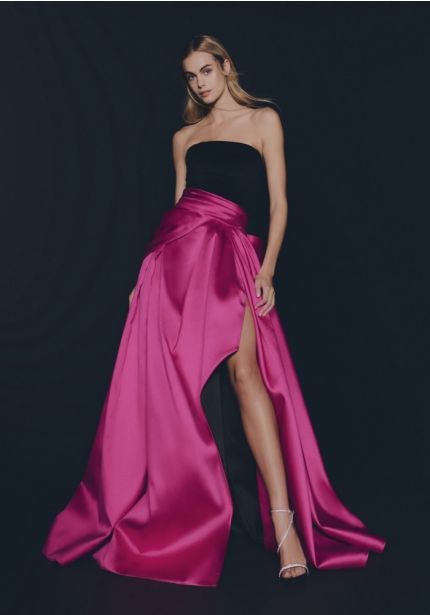 Draped Two-Tone Evening Gown