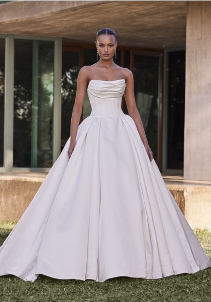 Draped Satin Ball Gown