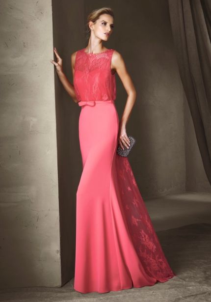 Embroidered Pink Crepe Gown